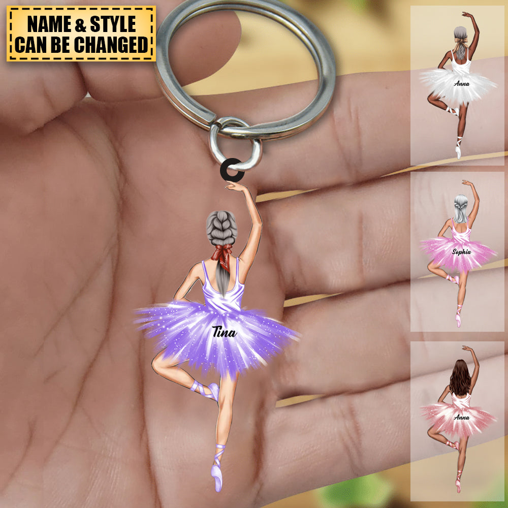 Personalized Ballerina Dolls Acrylic Keychain - Gift For Ballet Dancing Girl