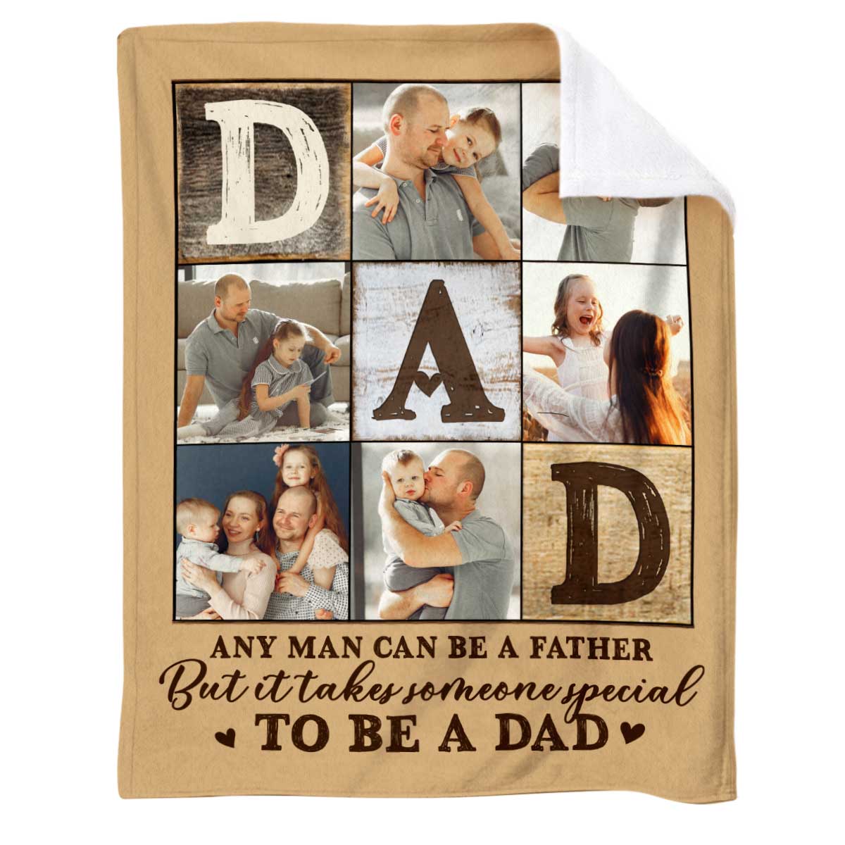 Personalized Dad Photo Collage Blanket, Dad Photo Gift, Best Gift For Dad