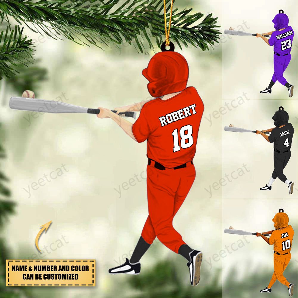 Custom Personalized Baseball Boy Acrylic Christmas Ornament, Gift For Baseball Lovers