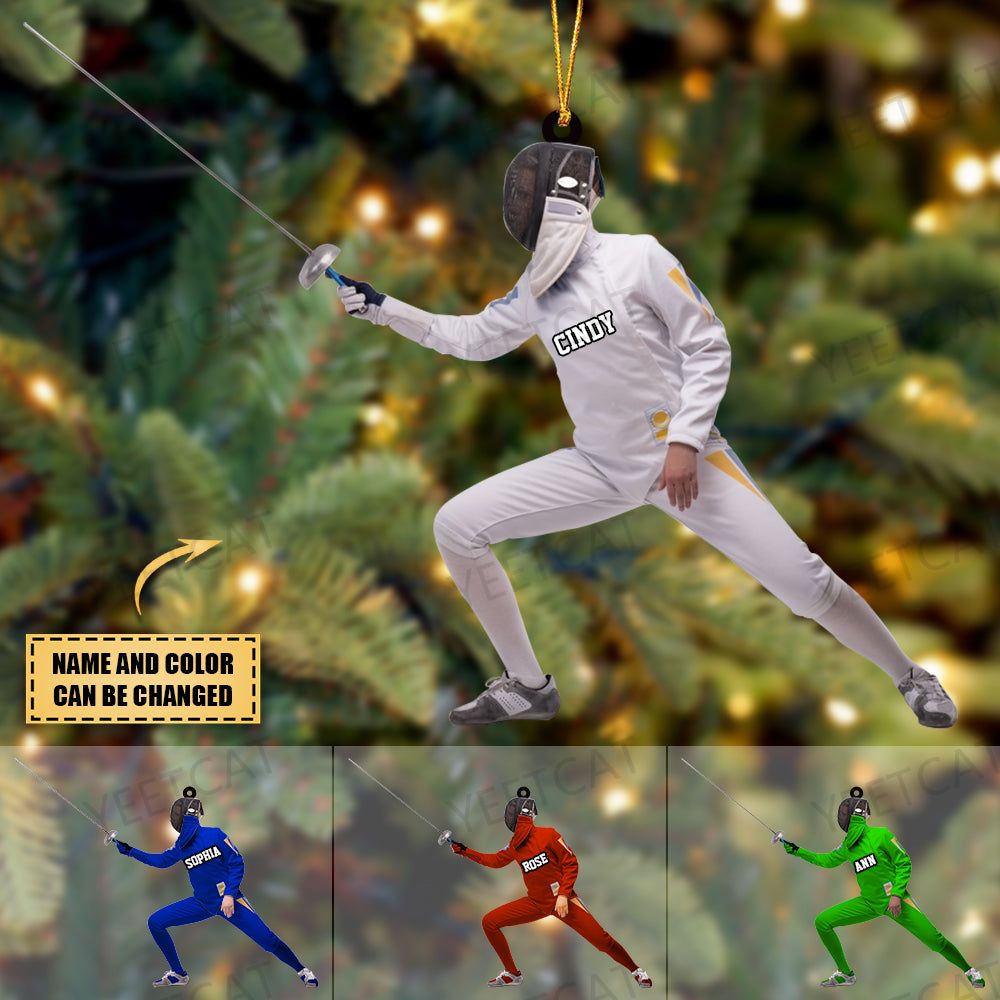 Custom Personalized Fencing Lovers Acrylic Christmas Ornament, Great Gift For fencer