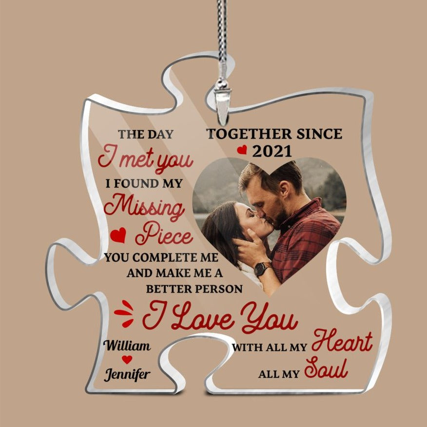 The Day I Met You - You Are My Missing Piece Couple - Personalized Acrylic Car Ornament
