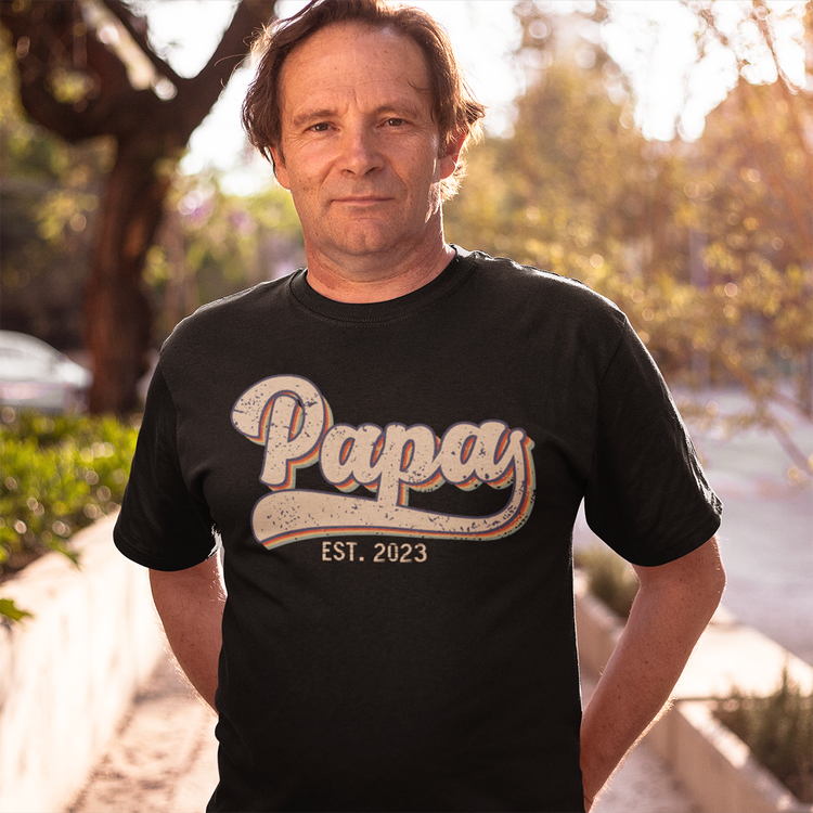 Custom Grandpa Dad EST Retro Personalized T-Shirt