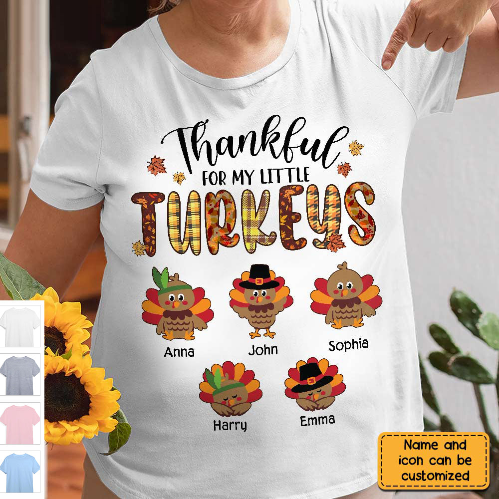 Thankful For My Little TurKeys Grandma T Shirt