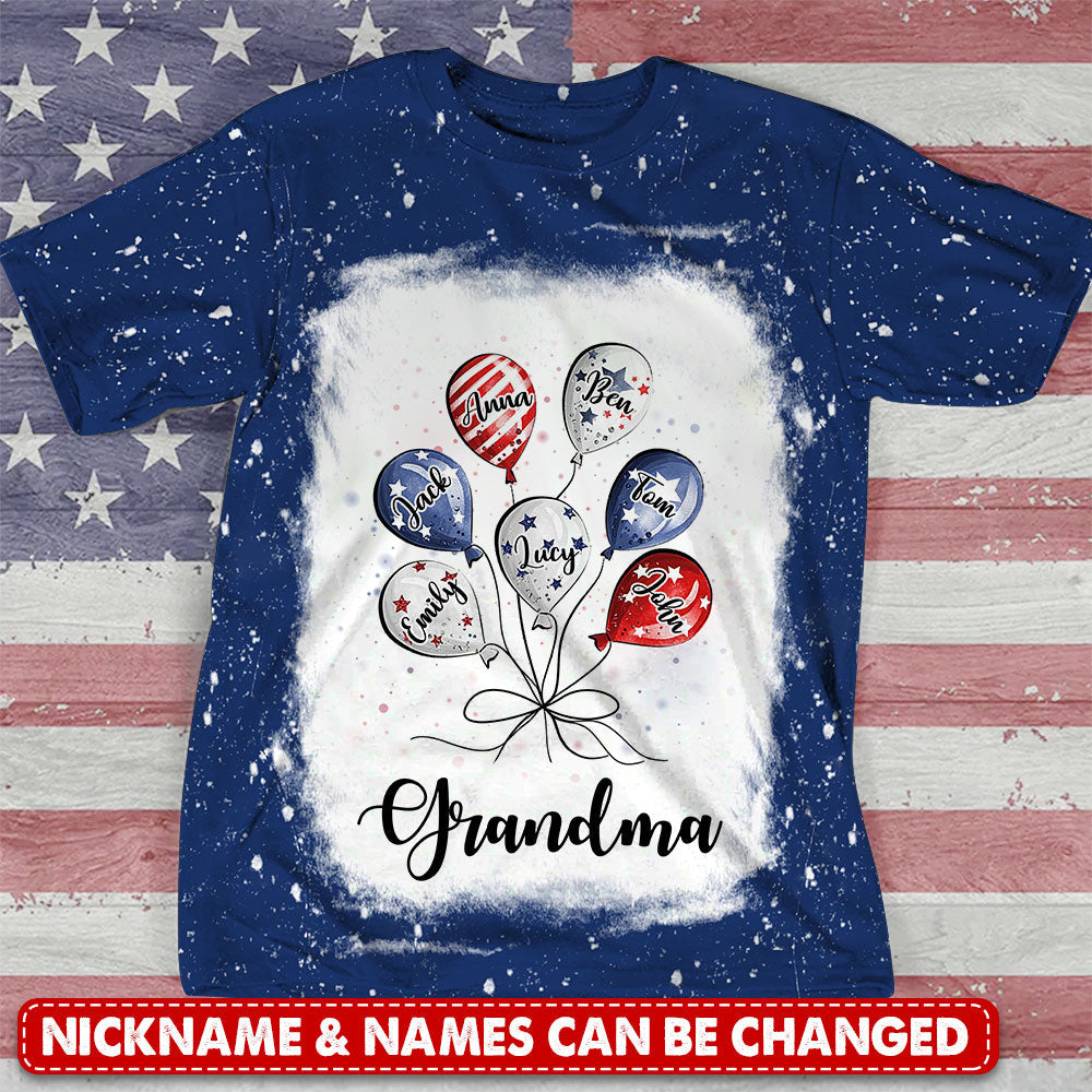 4th Of July Grandma Auntie Mom Little Balloon Kids American Flag Pattern Personalized 3d T Shirt