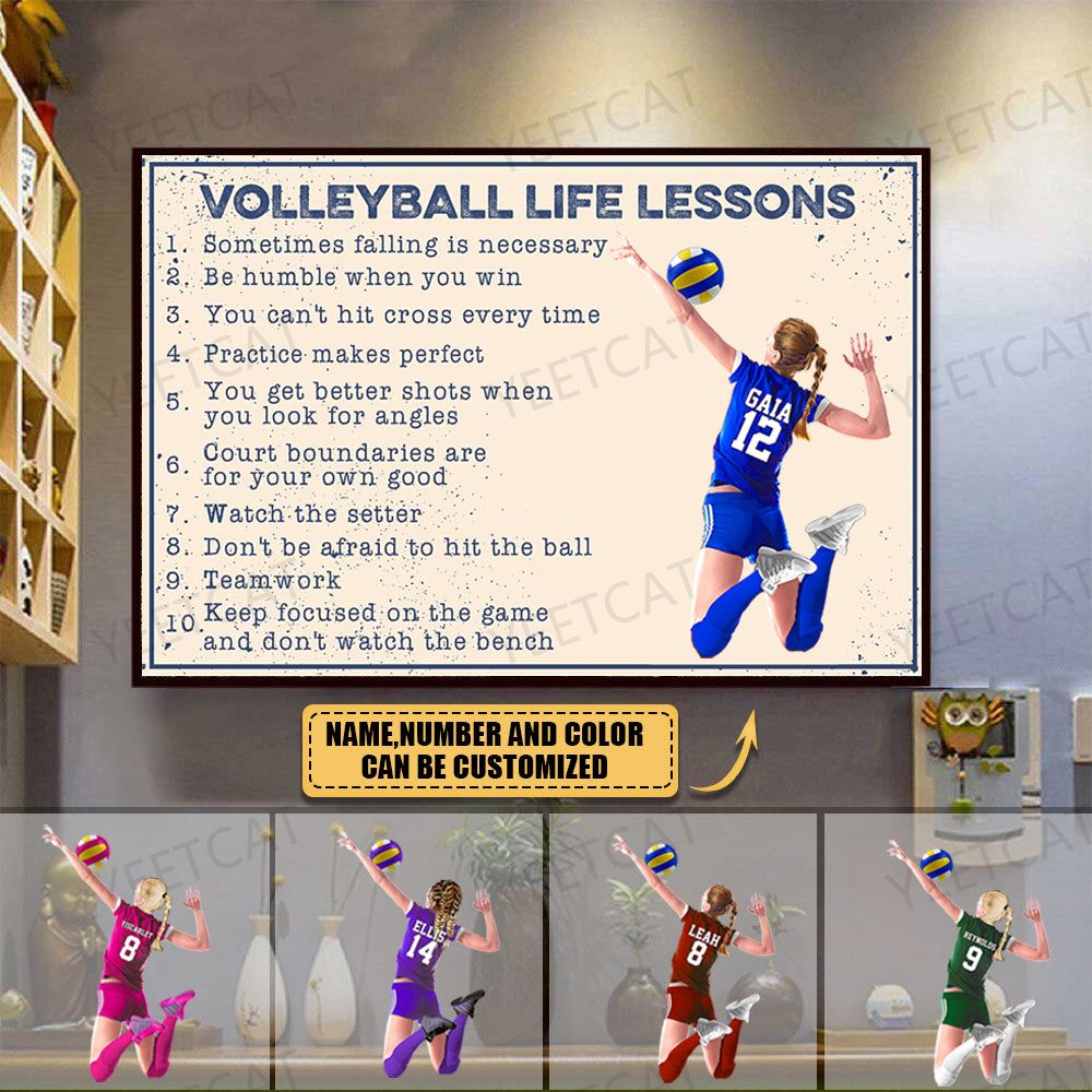 Personalized Volleyball Life Lessons Horizontal Poster-Great Gift For Volleyball Lovers