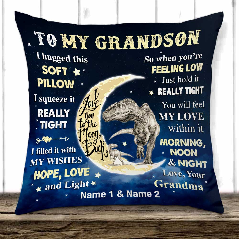 Personalized Grandson Dinosaur Pillow