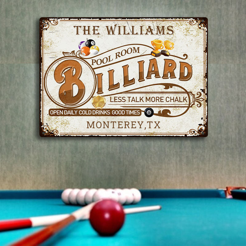 Personalized Billiard Pool Room Custom Classic Metal Signs - yeetcat