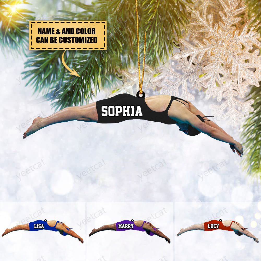 Personalized Female Swimmer Acrylic Ornament, Gift For Swimming Lovers/Swimmer