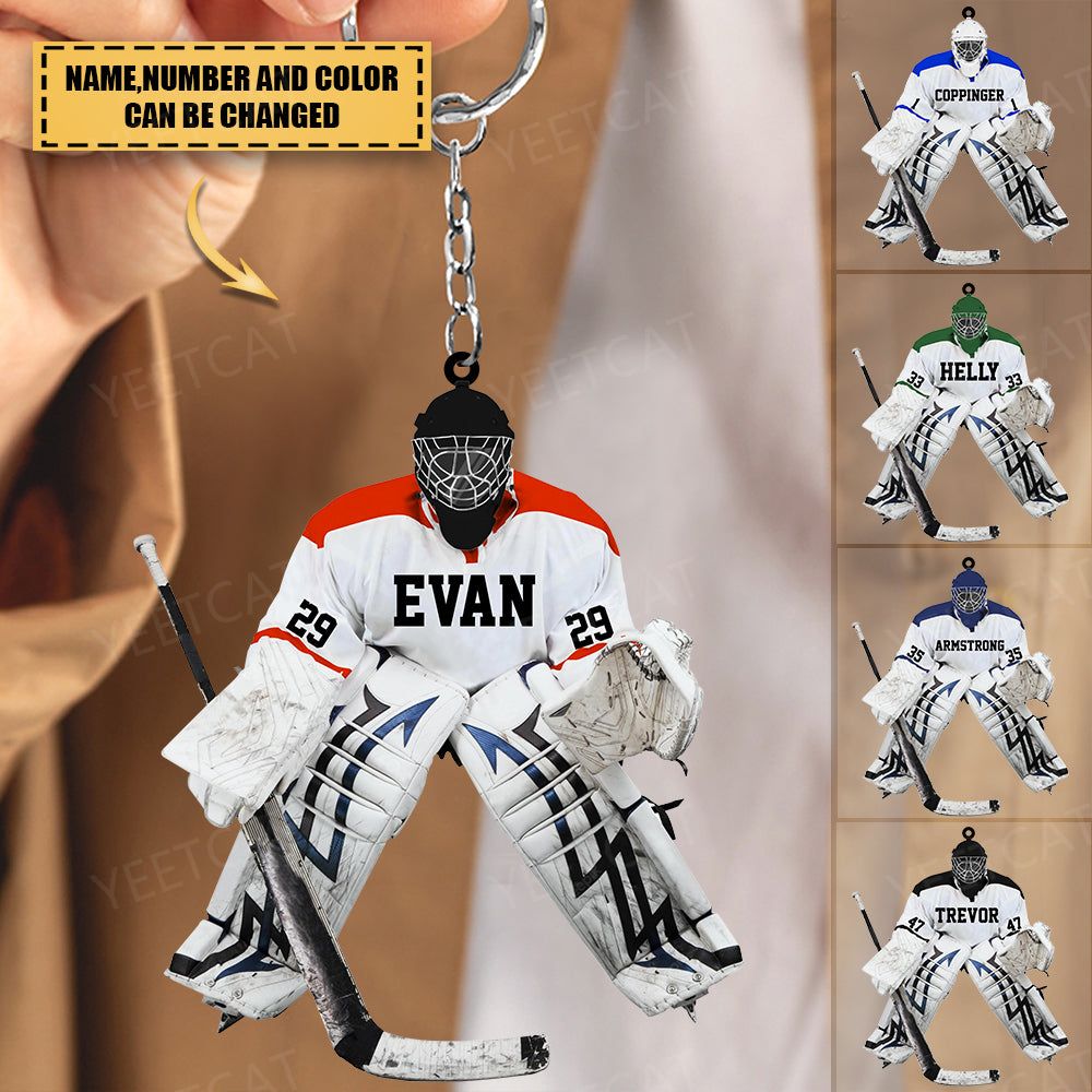 Personalized Hockey Goalie Acrylic Keychain, Gift For Gift For Hockey Players
