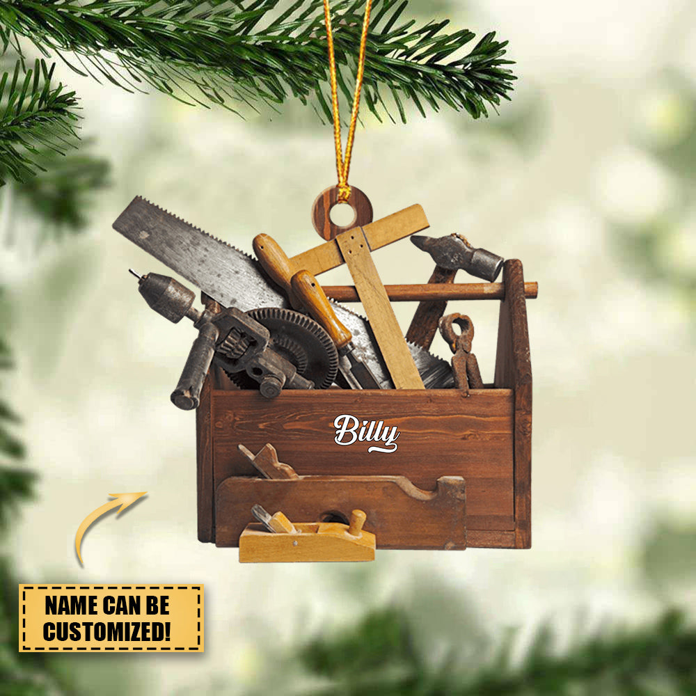 Personalized Carpenter Tool Box With Name Ornament
