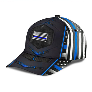 Personalized US Flag Thin Blue Line Police Department 3D Cap