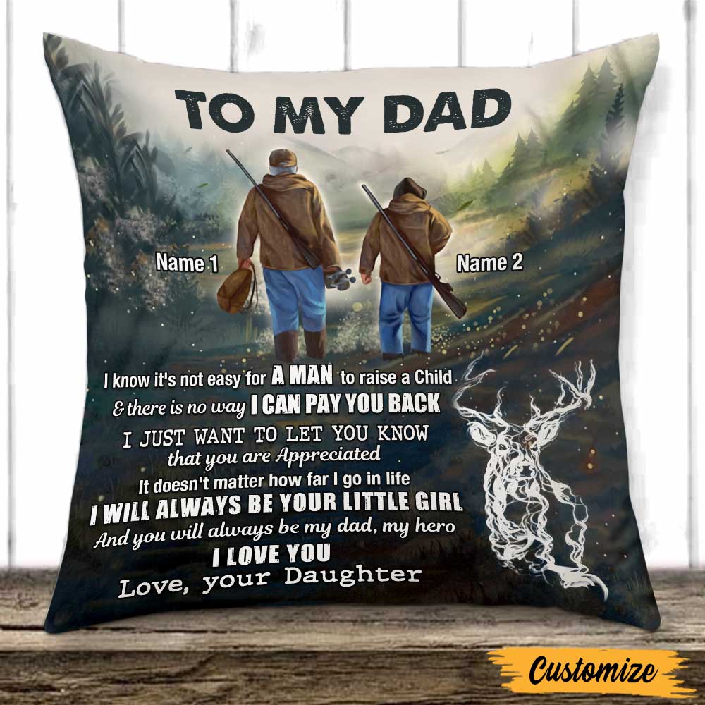 Personalized Deer Hunting Dad Grandpa Pillow