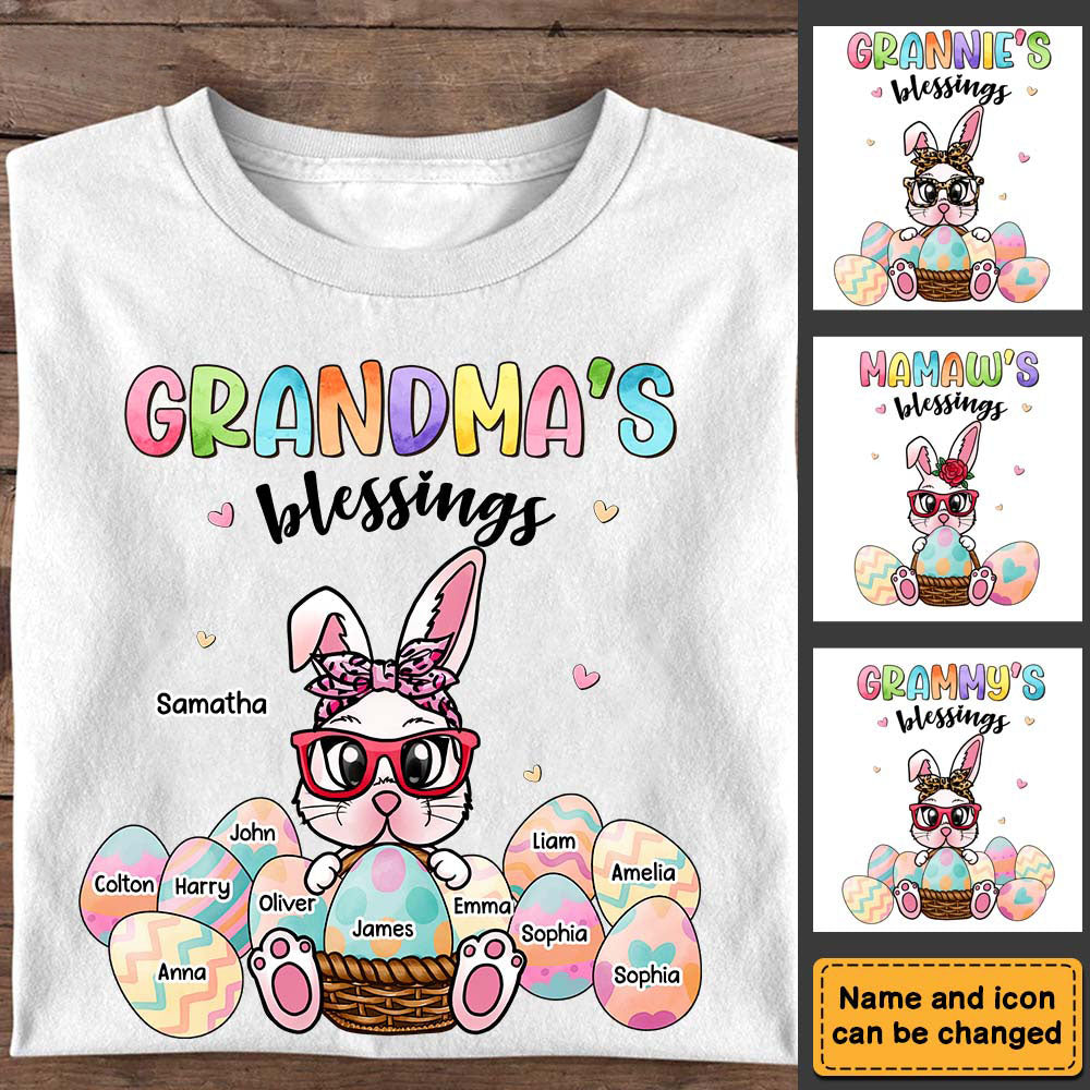 Easter Grandma Bunny's Blessings Personalized Shirt