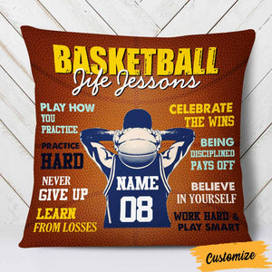 Personalized Love Basketball Player Life Lessons Pillow
