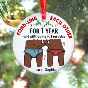 Fond-Ling Each Other For Years Funny Ceramic Ornament Personalized Couple Ornament, Christmas Tree Decor
