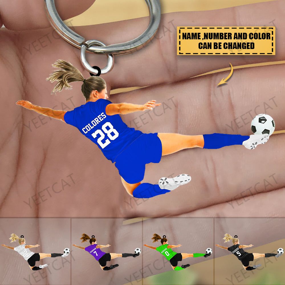 Personalized Girl Soccer Player Acrylic keychain, Gift For Girl Soccer Players