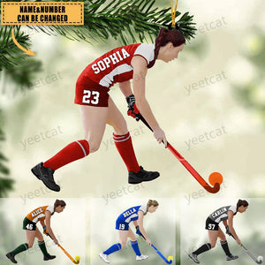 Custom Personalized Field Hockey Christmas Ornament, Gift For Hockey Lovers