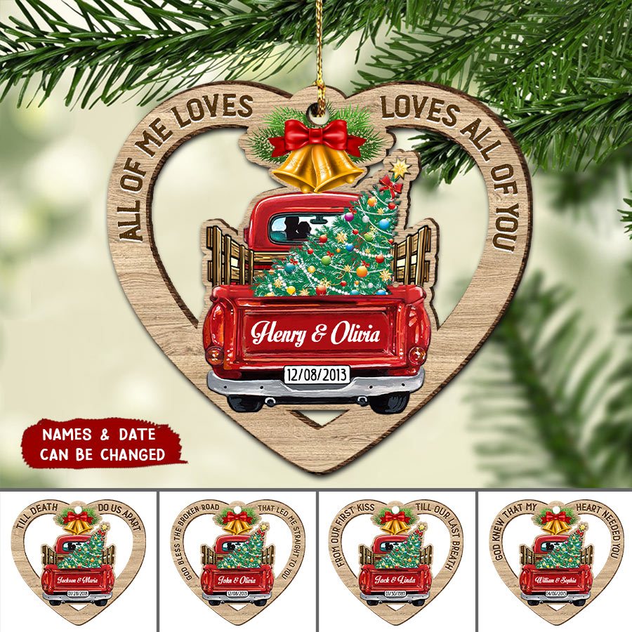Red Truck Christmas Couple Personalized Ornament