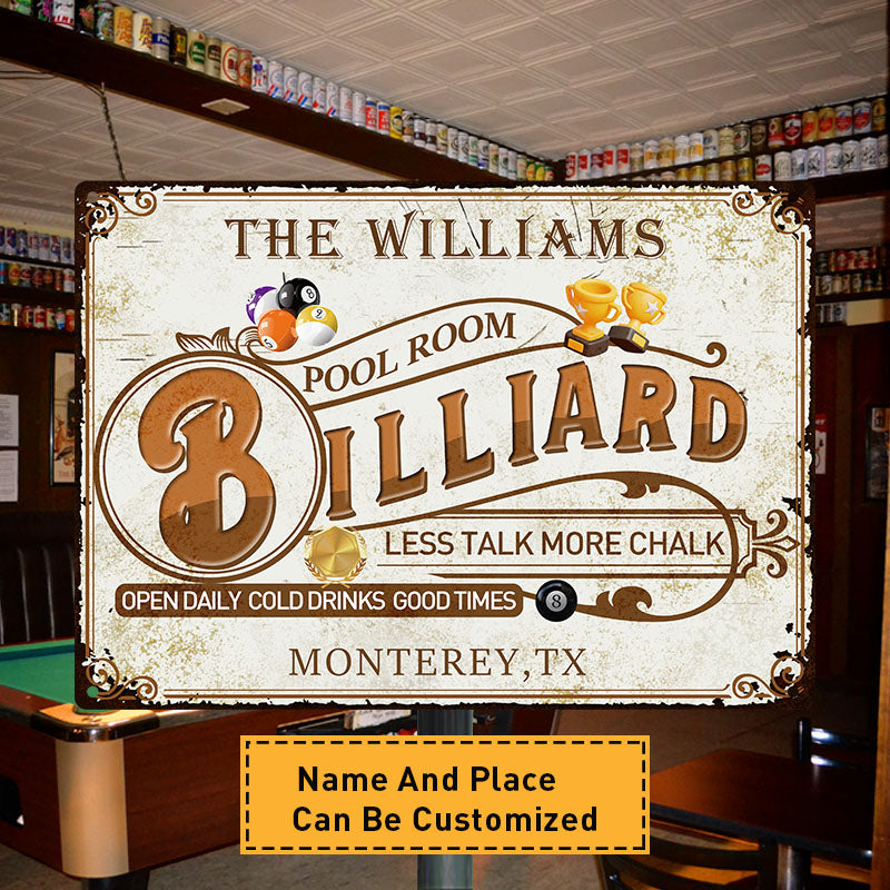 Personalized Billiard Pool Room Custom Classic Metal Signs - yeetcat