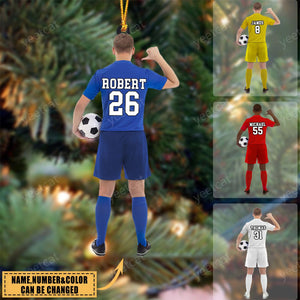 Personalized Ornament Soccer Player Acrylic Ornament 2 Sides Christmas Ornament For Soccer Lovers