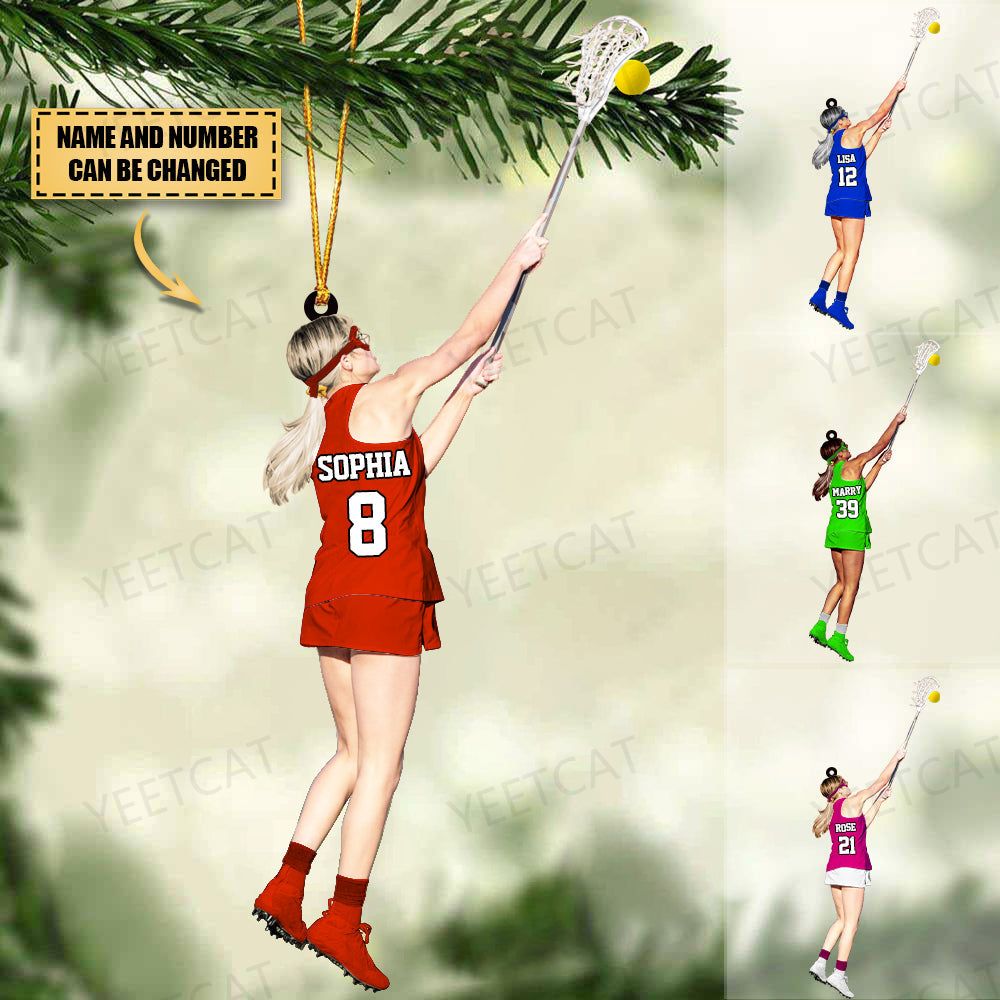 Personalized Female/Girl Lacrosse Players Christmas Ornament, Gift for Lacrosse Lovers
