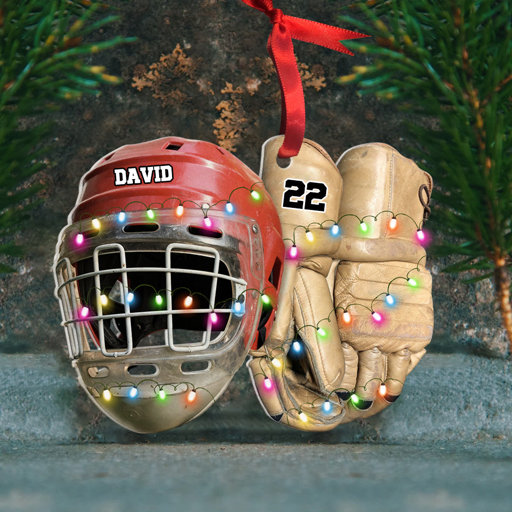 Vintage Hockey Equipment - Personalized Christmas Ornament