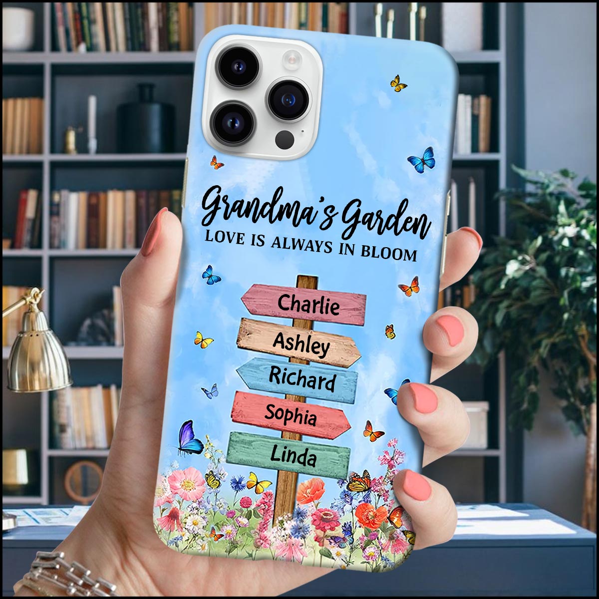 Grandma Mom's Garden Butterfly Kids, Love Is Always In Bloom Personalized Phone Case