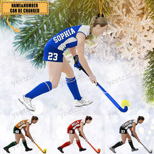 Custom Personalized Field Hockey Christmas Ornament, Gift For Hockey Lovers