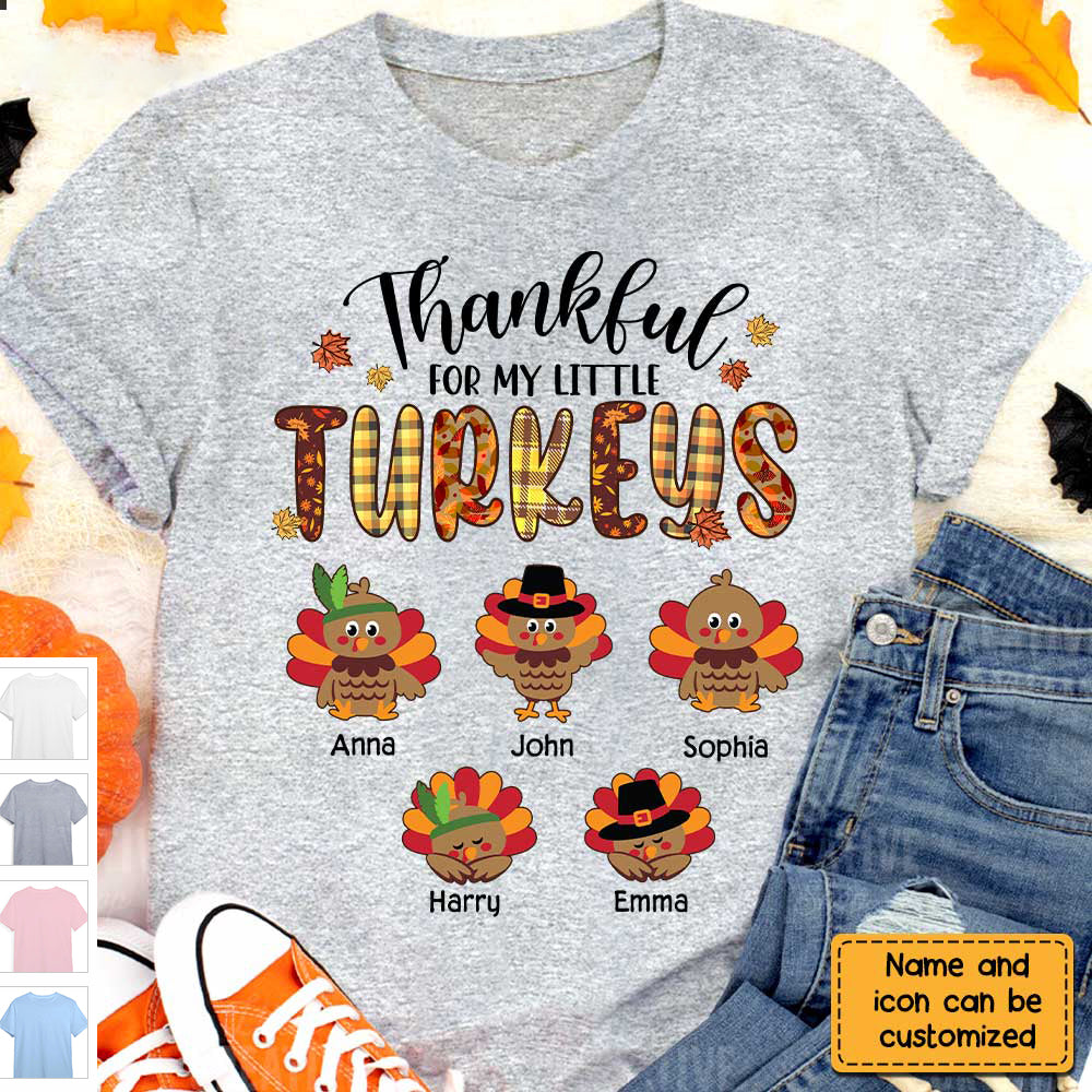 Thankful For My Little TurKeys Grandma T Shirt