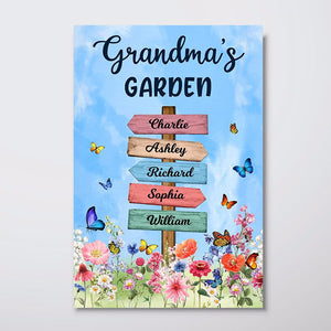 Grandma Garden Flower Sign Personalized Vertical Poster