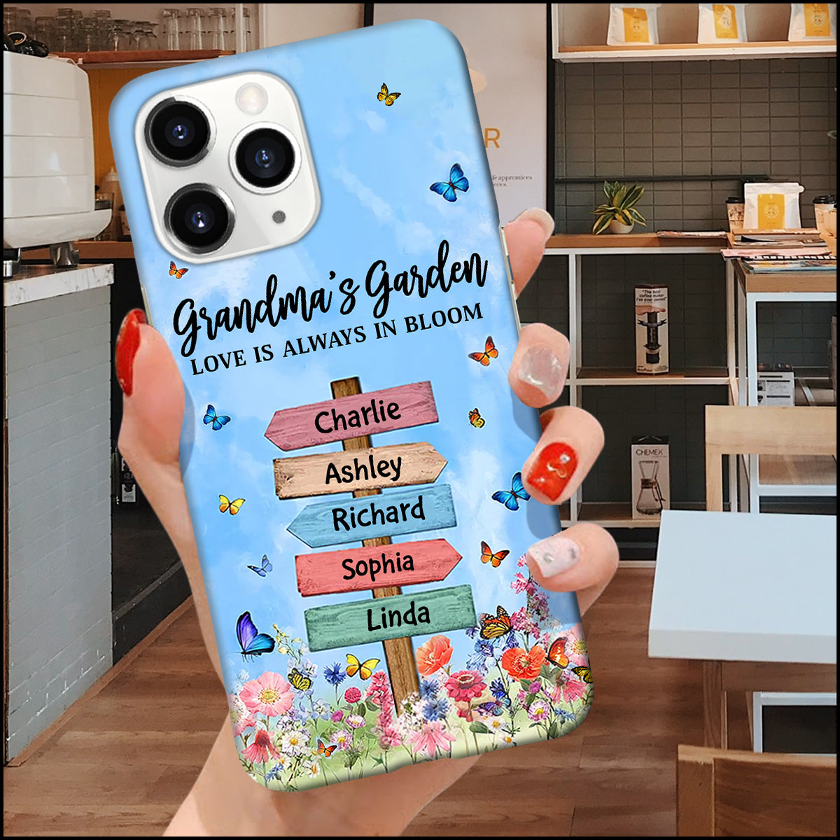Grandma Mom's Garden Butterfly Kids, Love Is Always In Bloom Personalized Phone Case