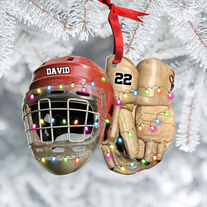 Vintage Hockey Equipment - Personalized Christmas Ornament