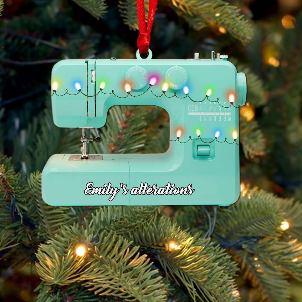 Sewing Machine With Christmas Light - Personalized Christmas Ornament