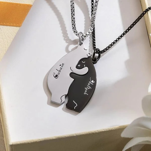 Personalized Polar Bear Necklaces Cute Bear Couple Anniversary Valentine's Day Gift