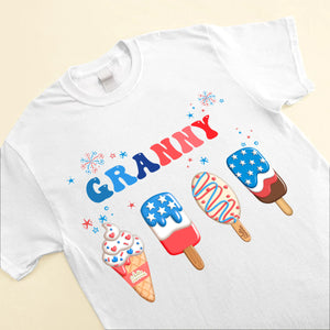 Personalized Grandma Nana Mommy 4th Of July Ice Cream Grandkids T-shirt