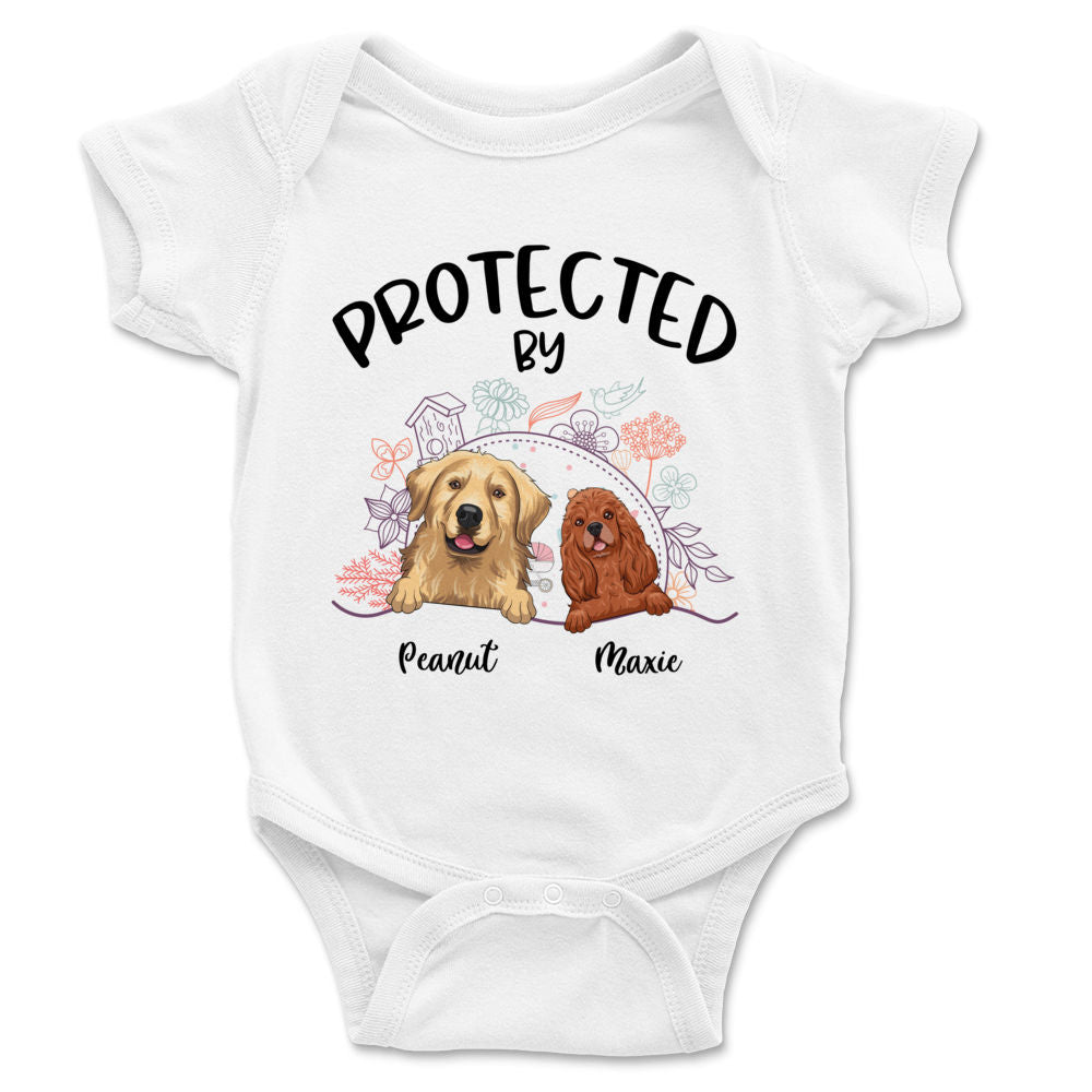 Custom Baby Onesies - Protected by Dogs - Personalized Onesie