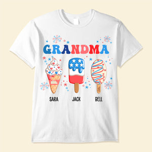 Personalized Grandma Nana Mommy 4th Of July Ice Cream Grandkids T-shirt