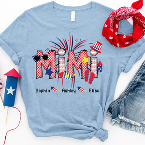 Patriotic Doodle 4th Of July Mimi And Grandkid  T-Shirt