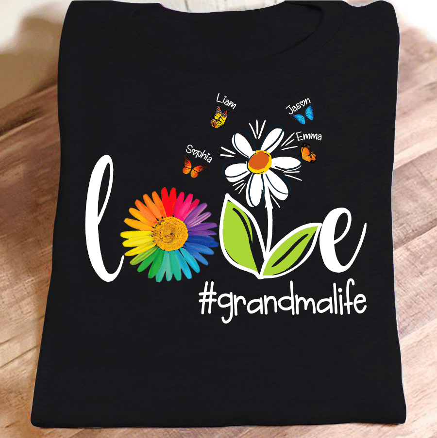 Love Grandma Life Butterfly Personalized T-shirt