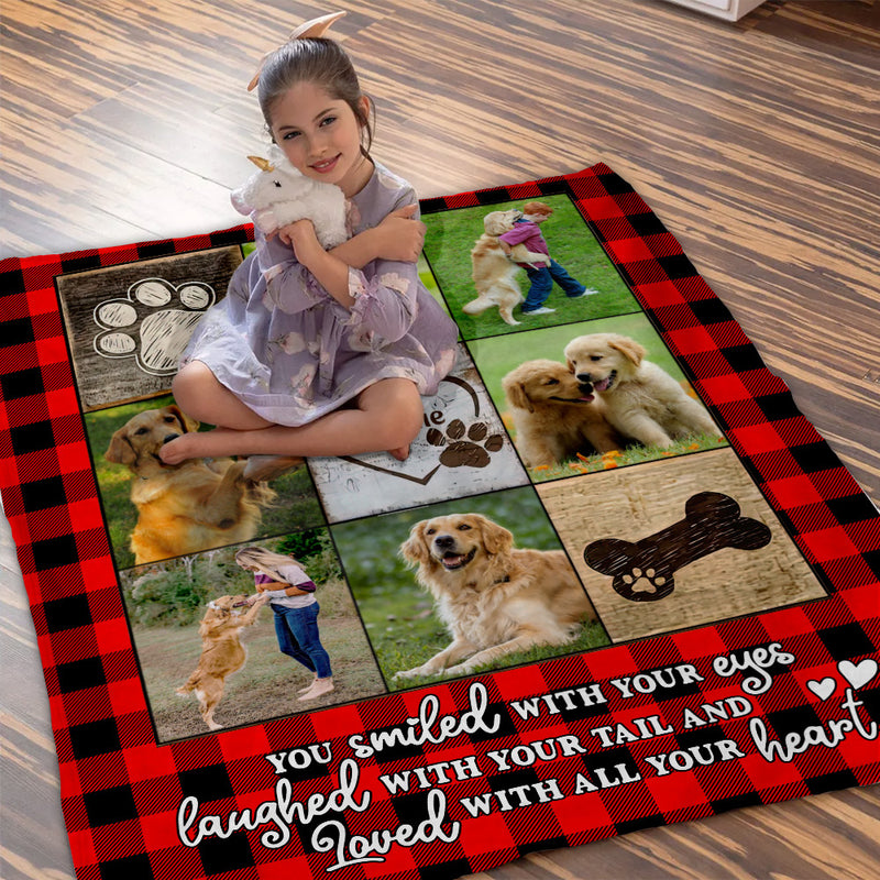 Personalized Memorial Custom Photo Puppy Pet Dog Loss Gift You Smiled With Your Eyes Blanket
