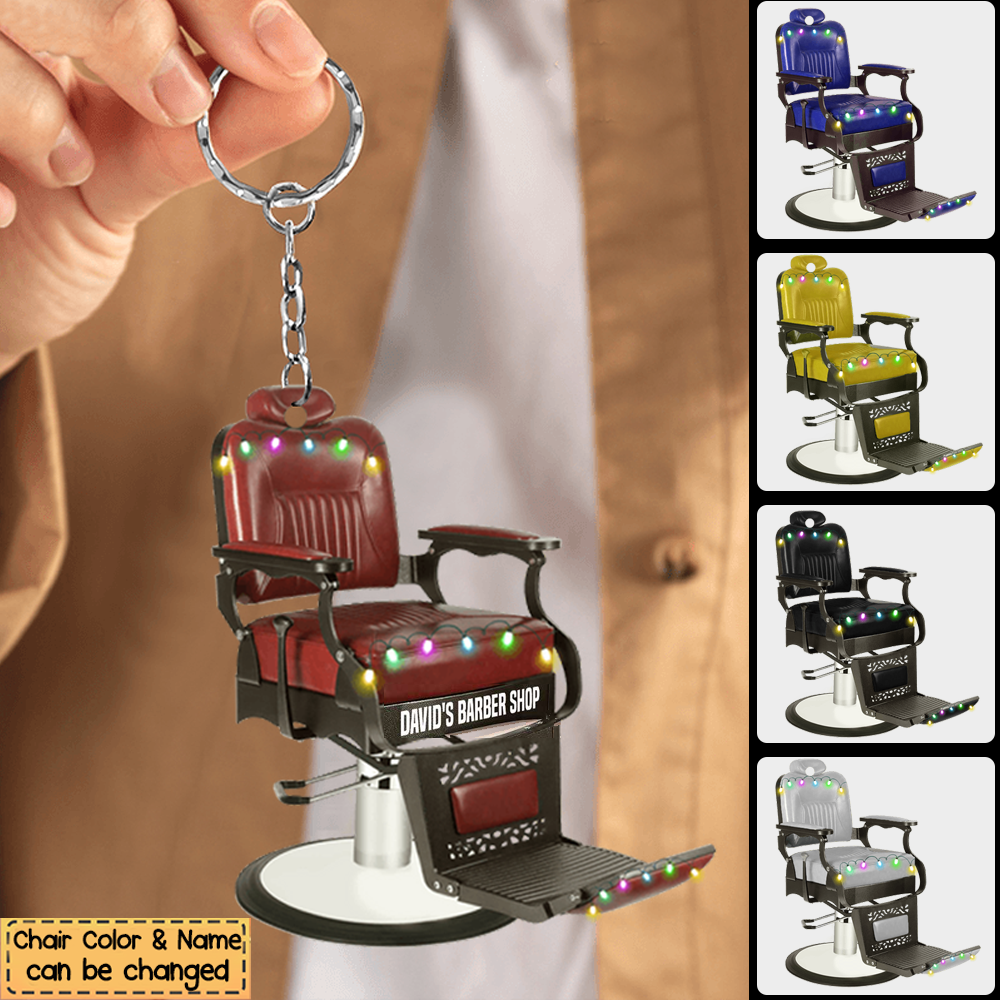 Barber Chair Personalized Keychain - Gift For Barber