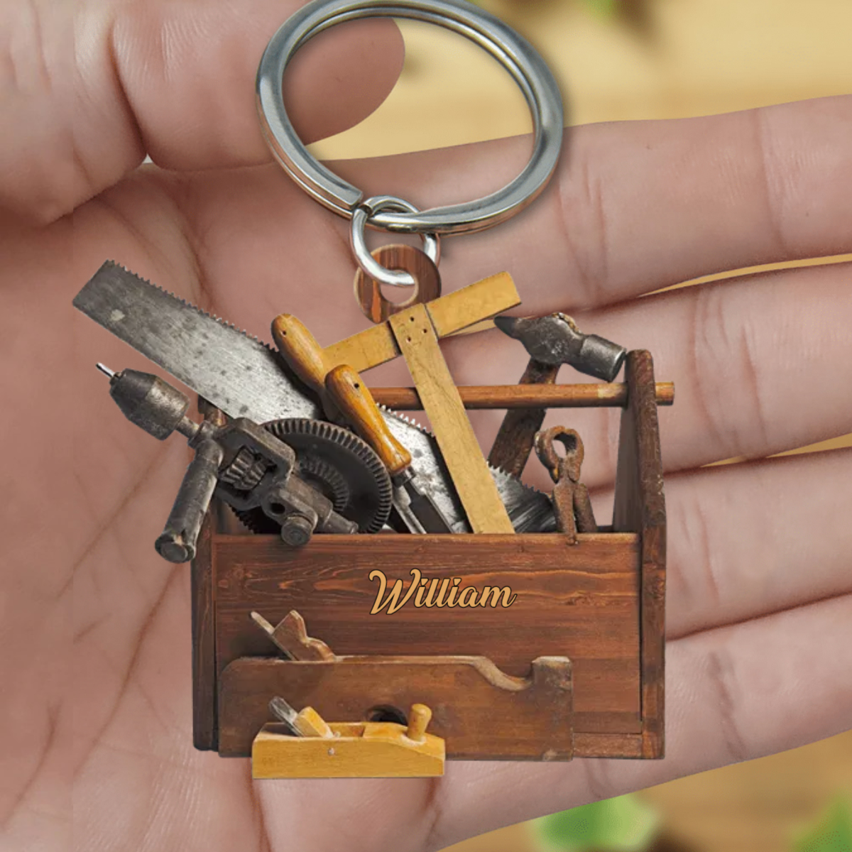 Personalized Carpenter Tool Box With Name Acrylic Keychain