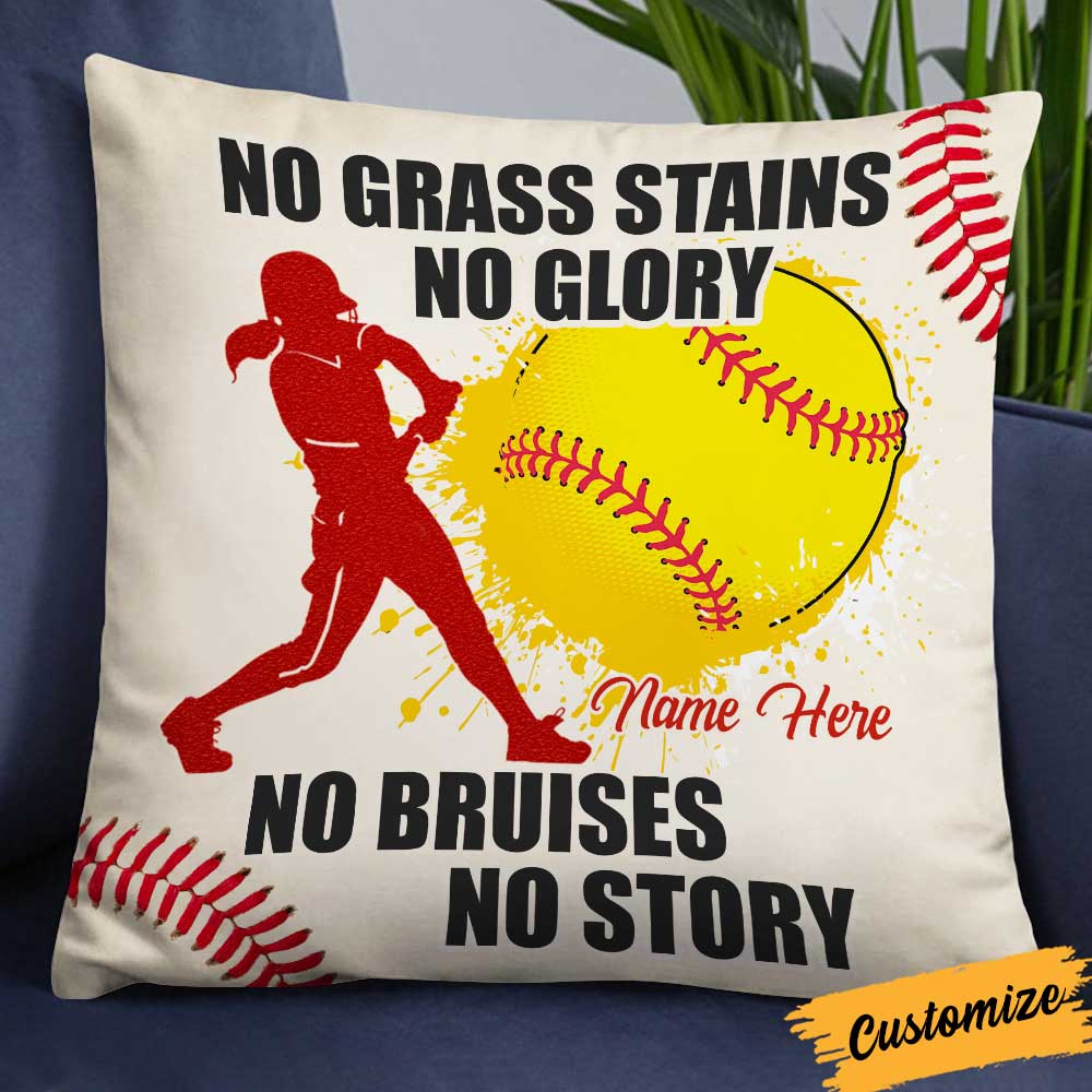 Personalized Softball Pillow - No Grass Stains