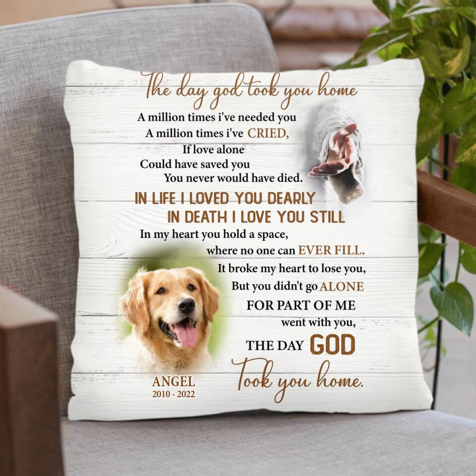 Custom Personalized Memorial Photo Pillow Cover - Memorial Gift Idea - The Day God Took You Home