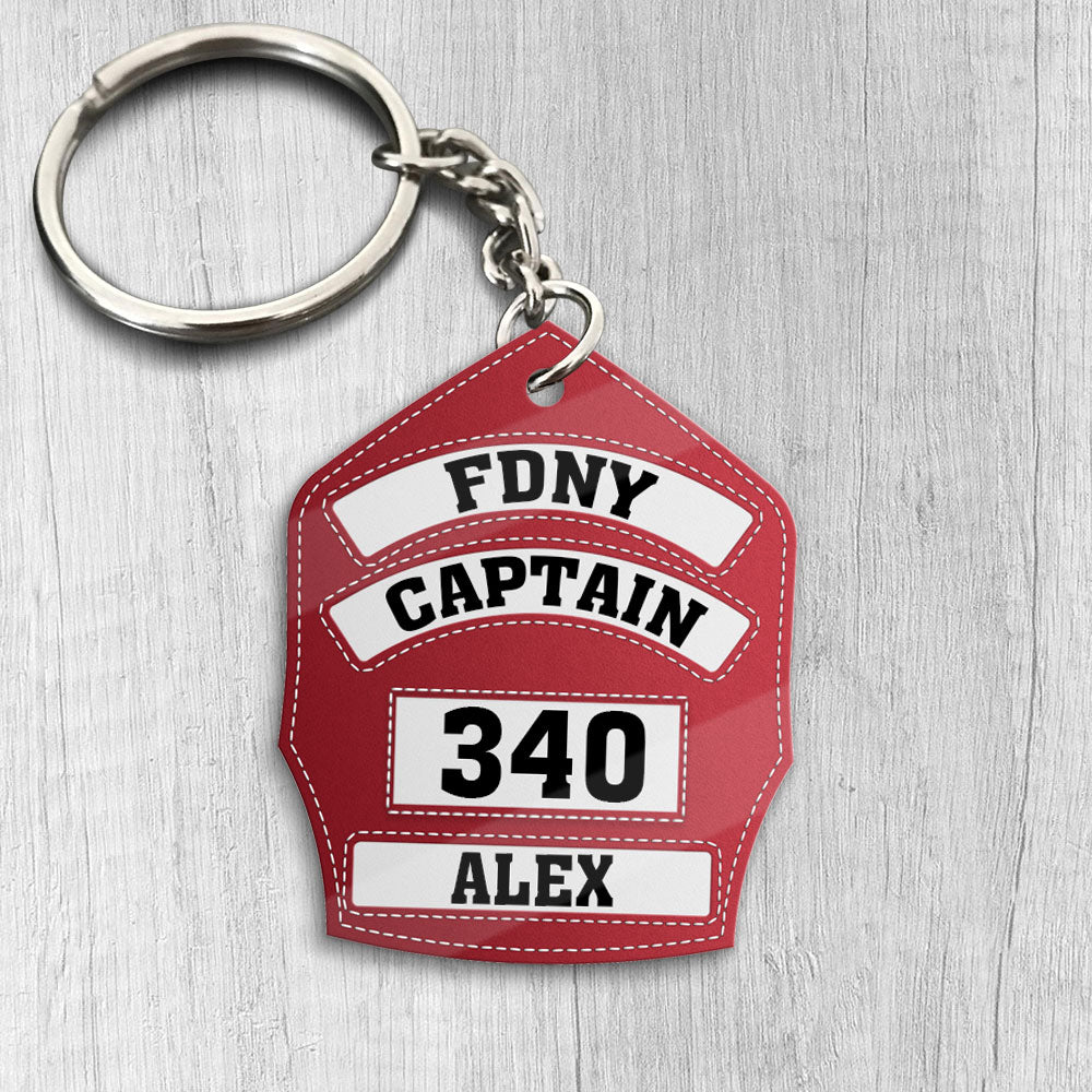 Firefighter’s Helmet Front Shield Personalized Acrylic Keychain