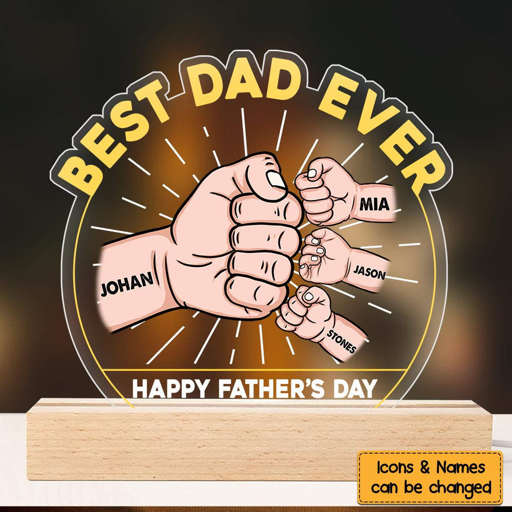 Gift For Dad Fist Bump Happy Father's Day Plaque LED Lamp Night Light -  yeetcat