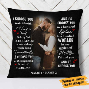 I Choose You Couple Photo Personalized Pillow