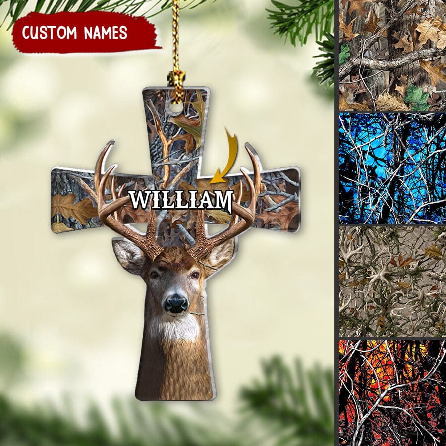 Custom Name Deer Hunter Hunting Lovers Hunt Gift Christmas Xmas Gift Acrylic Ornament