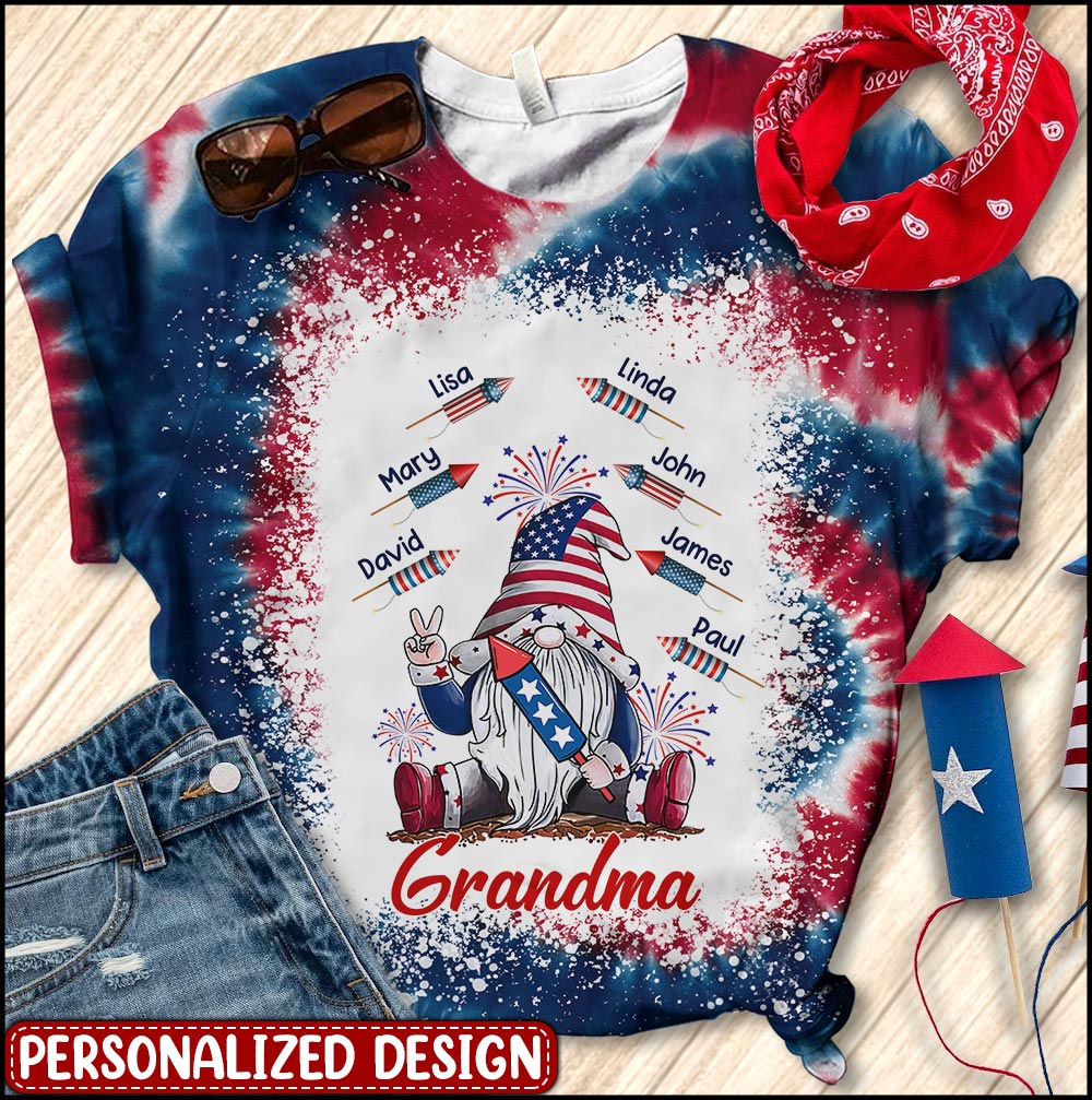 Grandma Firecrackers Grandkids Independence Day Personalized  T-Shirt