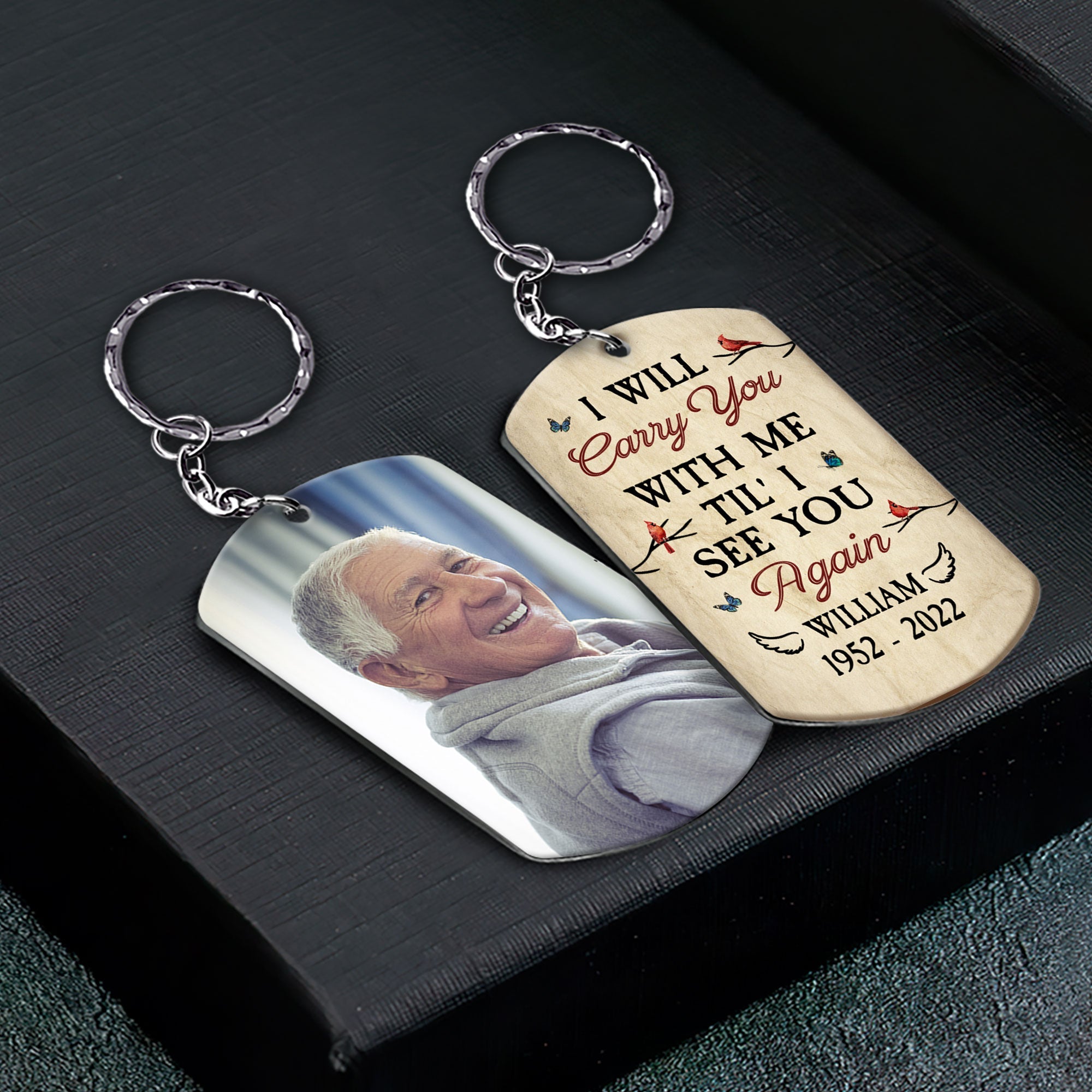 I Will Carry You With Me Til' I See You Again - Personalized Keychain - Birthday, Loving, Memorial, Anniversary Gift For Family With Lost Ones, Grief